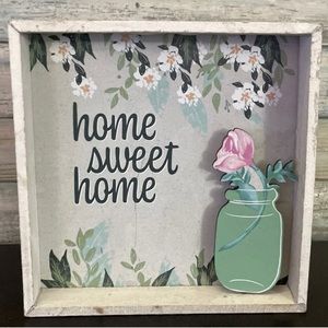 “Home Sweet Home” Flower Themed Wall Hanging Shadow Box